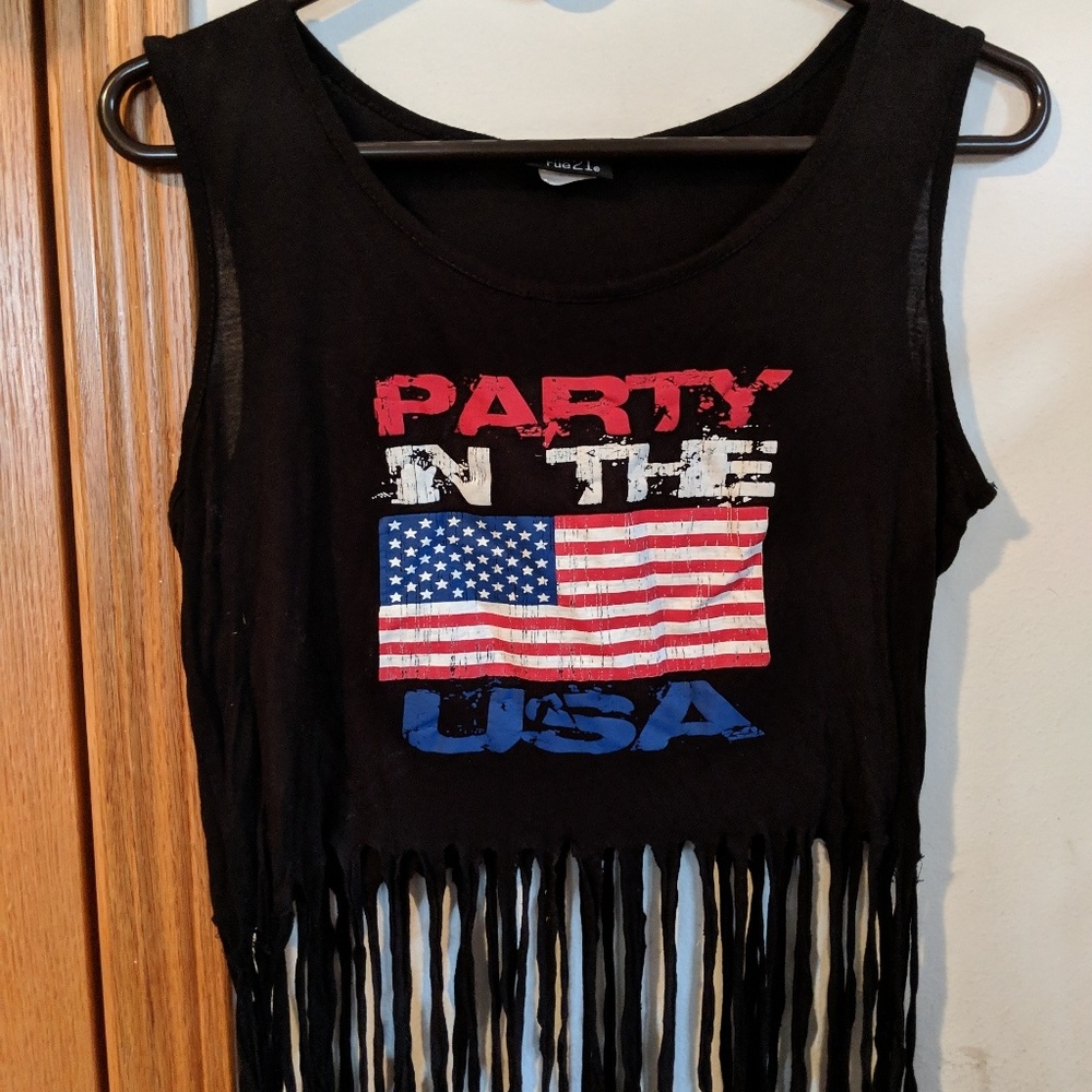 Crop top fringe tank